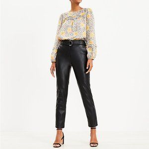 Loft Belted Slim Taper Pants in Faux Leather, size 6